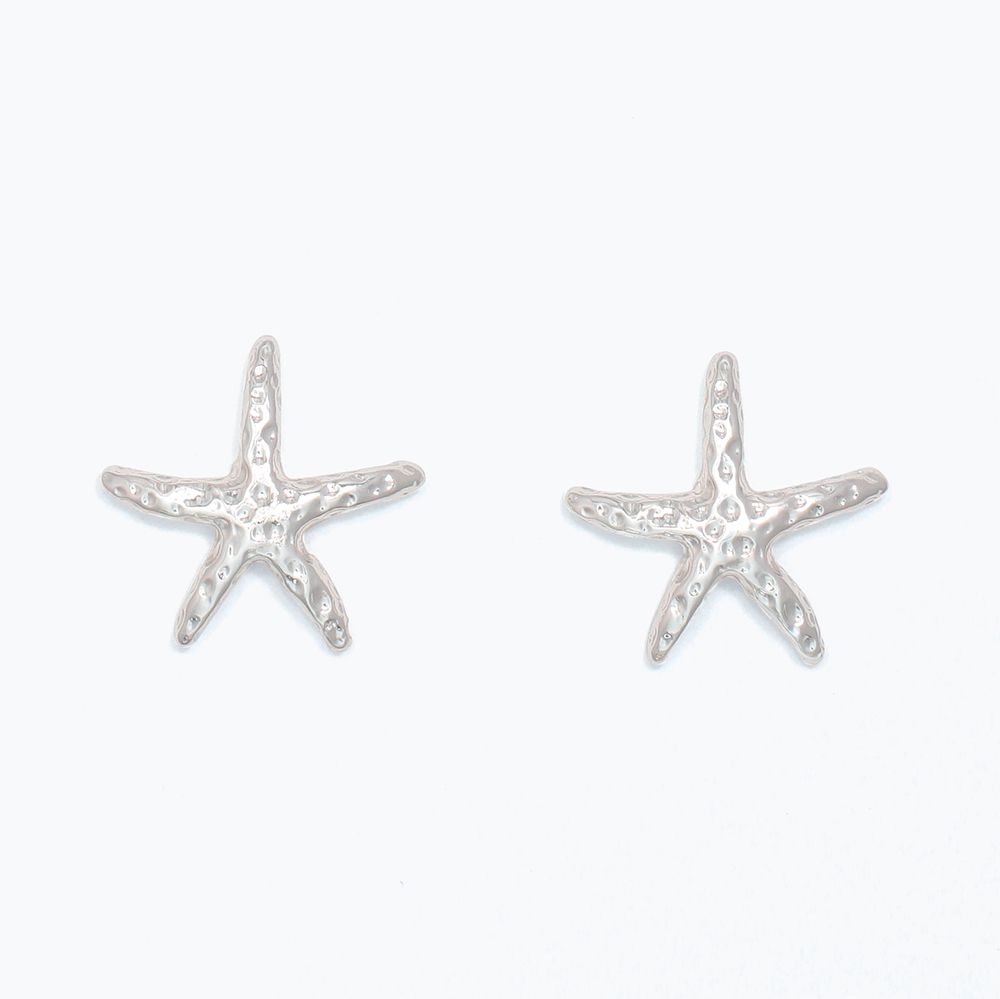 EARRINGS - HAMMERED SILVER STARFISH
