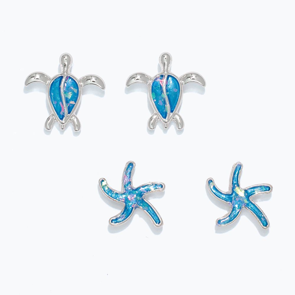 EARRINGS - DUO AQUA RESIN INLAY