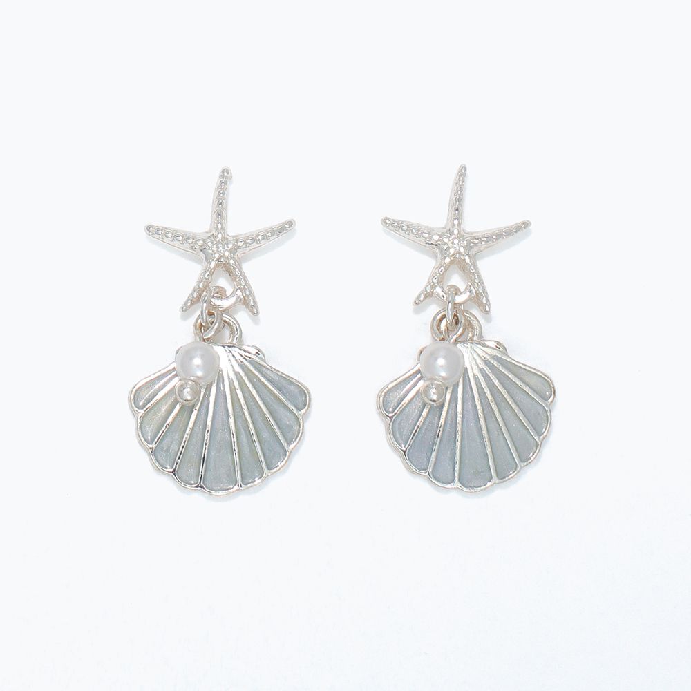 EARRINGS - STARFISH WITH SHELL &amp; PEARL