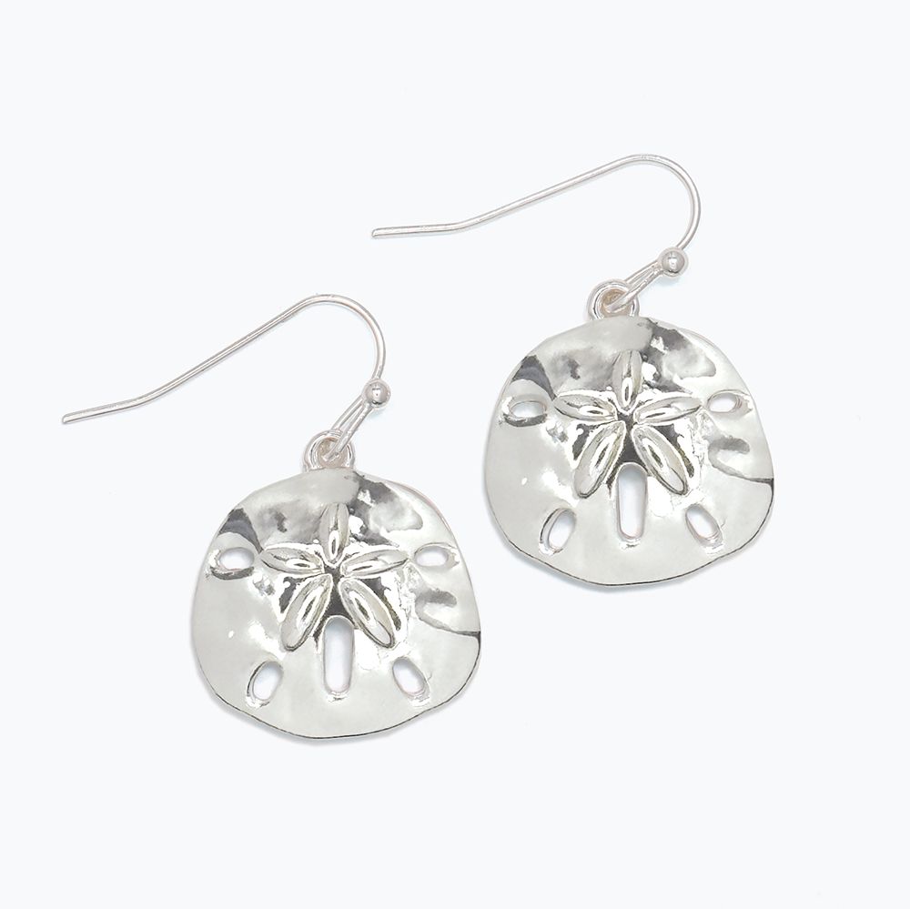 EARRINGS - POLISHED SILVER SAND DOLLA