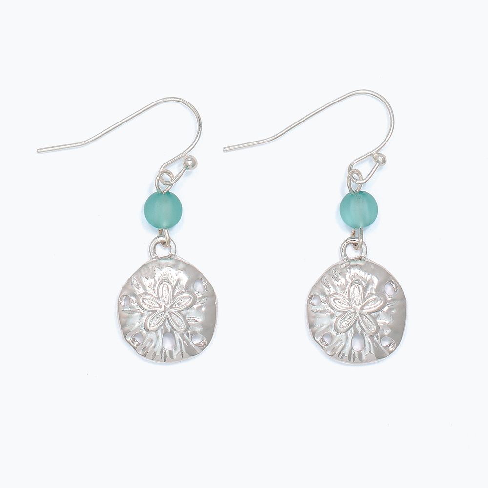 EARRINGS - SV SANDDOLLAR WITH BLUE BEAD