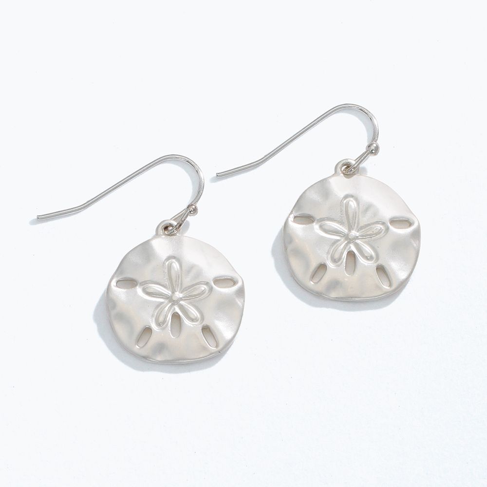 EARRINGS - MATTE SILVER SAND DOLLARS