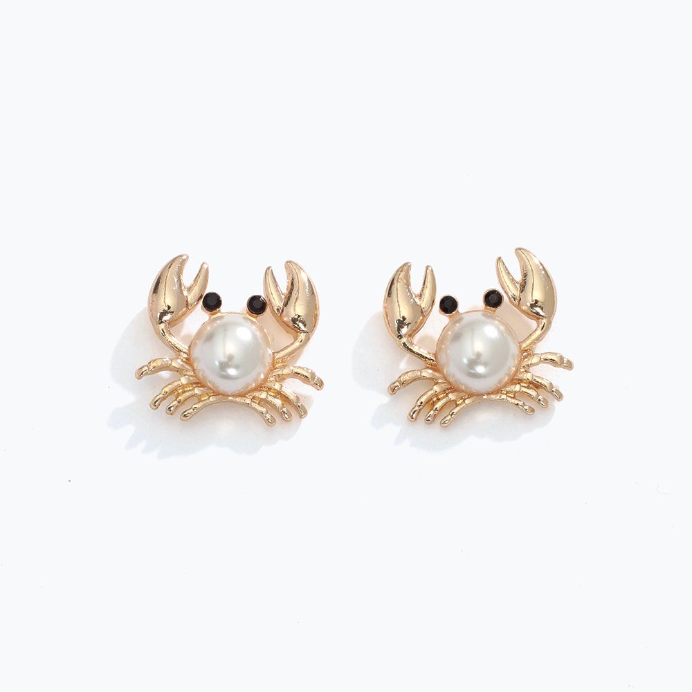EARRINGS - GOLD AND PEARL CRABS