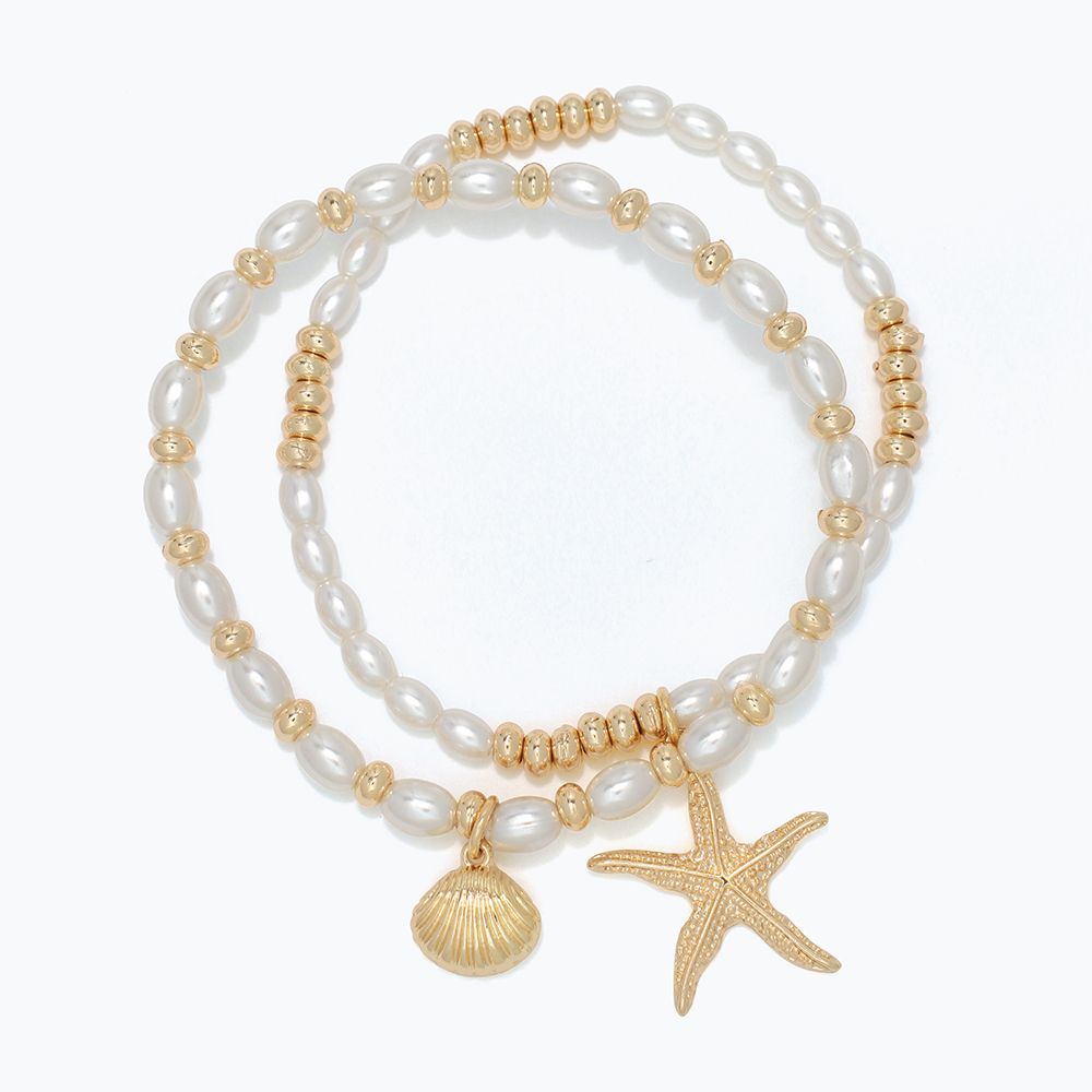 BRACELET - STARFISH &amp; SHELLS WITH PEARLS