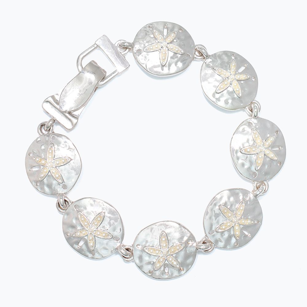 BRACELET - HAMMERED SILVER SAND DOLLA