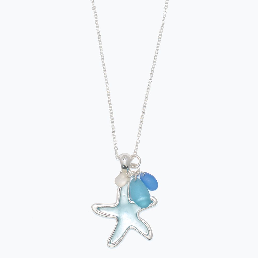 NECKLACE - SILVER SEA GLASS STARFISH