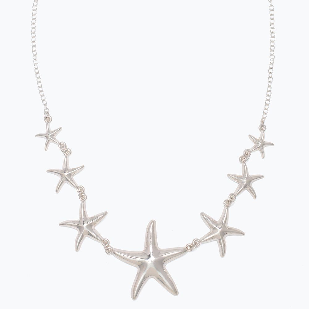 NECKLACE - LINKED SILVER STARFISH