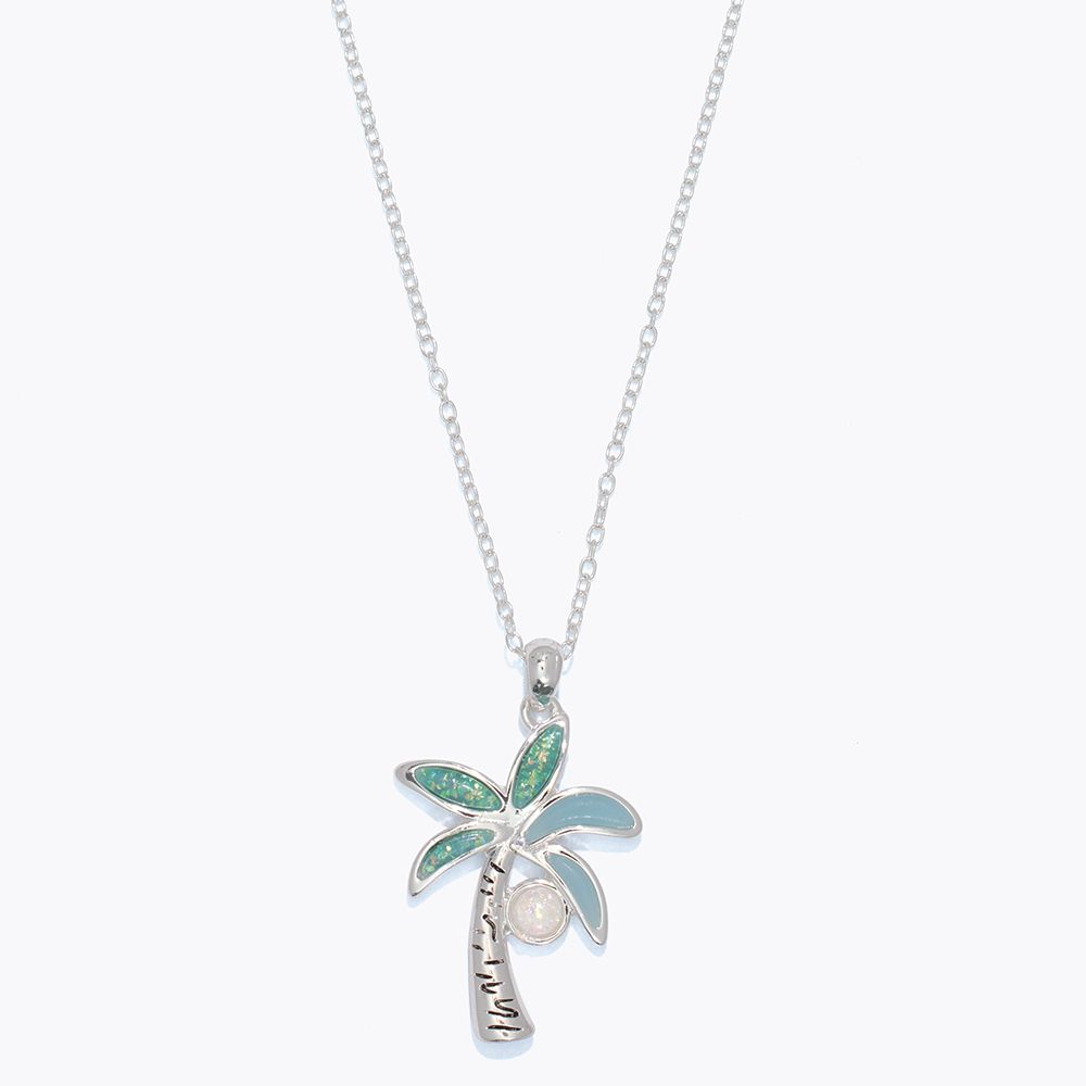 NECKLACE - SLVER PALM TREE