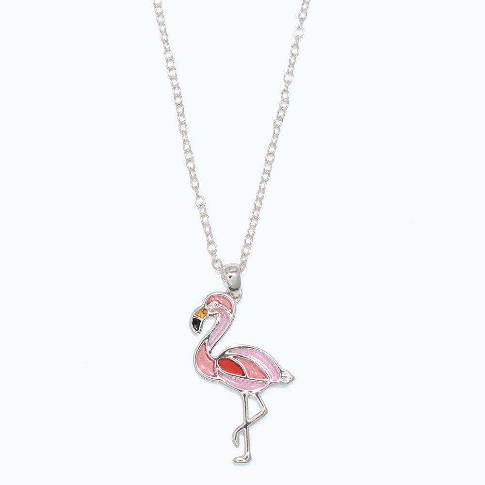 NECKLACE - SILVER &amp; PINK FLAMINGO