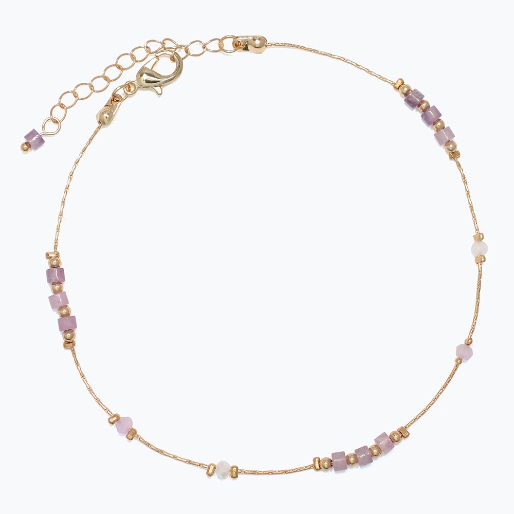 ANKLET - SEMI PRECIOUS LILAC BEADS
