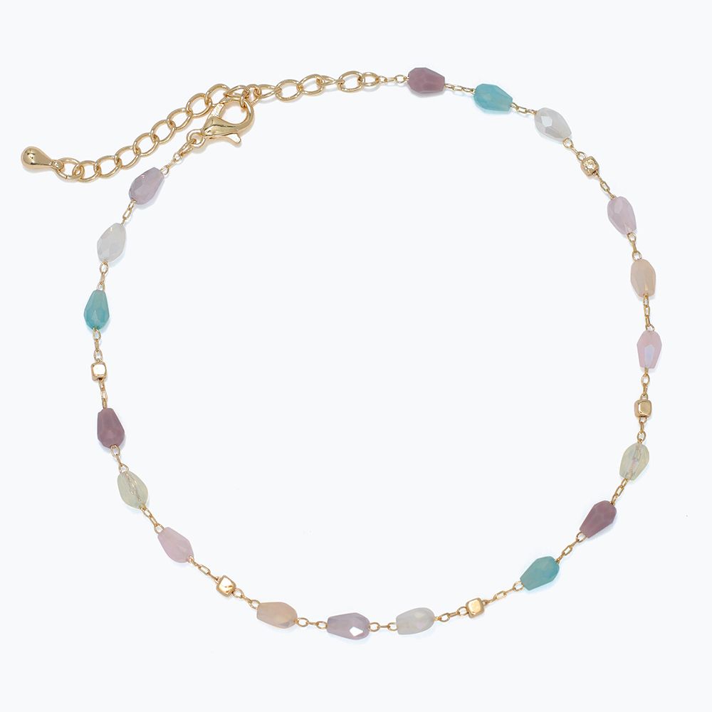 ANKLET - FACETED MULTI &amp; GOLD BEADS