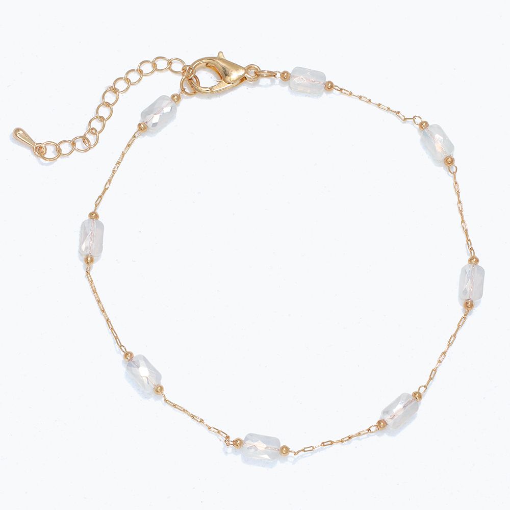 ANKLET - FACETED PALE WHITE AB BEADS