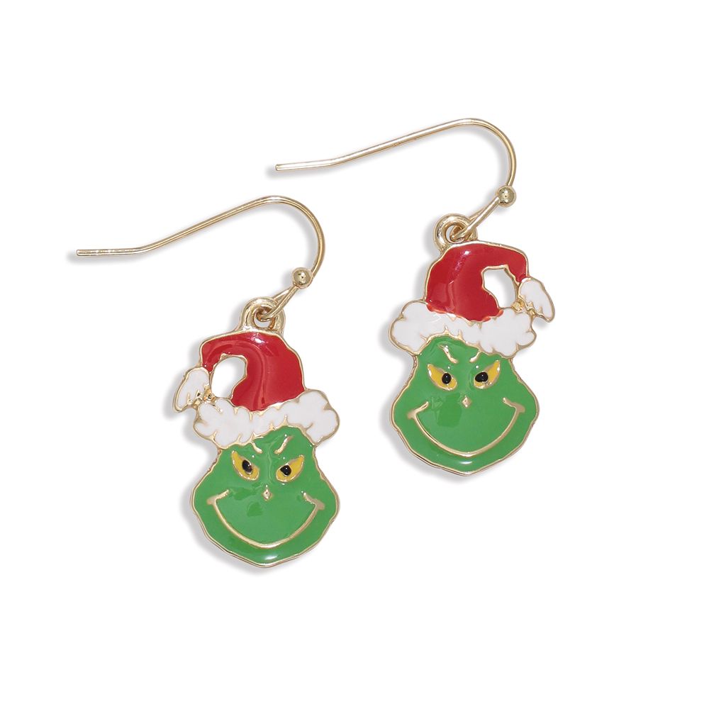 EARRINGS - ENAMEL CHRISTMAS GRINCH