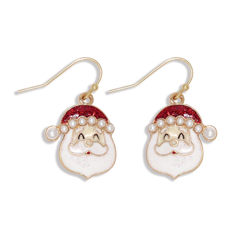 EARRINGS - SANTA HEADS WITH PEARL CAP