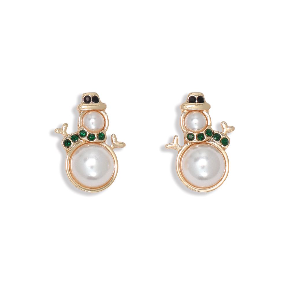 EARRINGS - PEARL &amp; CRYSTAL SNOWMEN