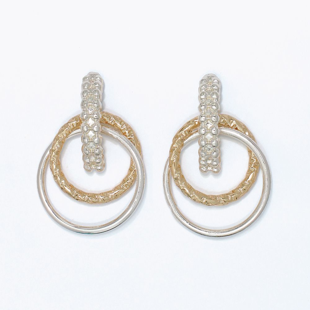 EARRINGS - TWOTONE TEXTURED RING DROPS
