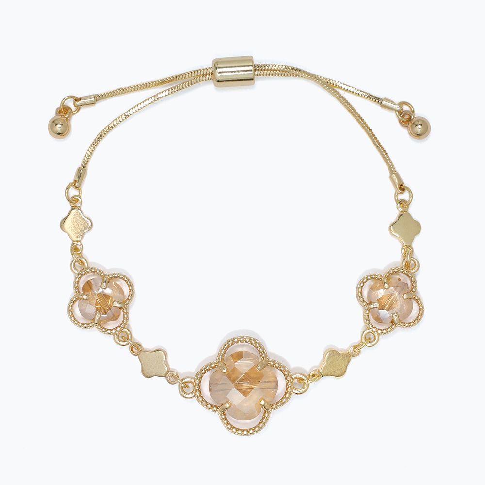 BRACELET - GOLD &amp; CHAMPAGNE CLOVERS