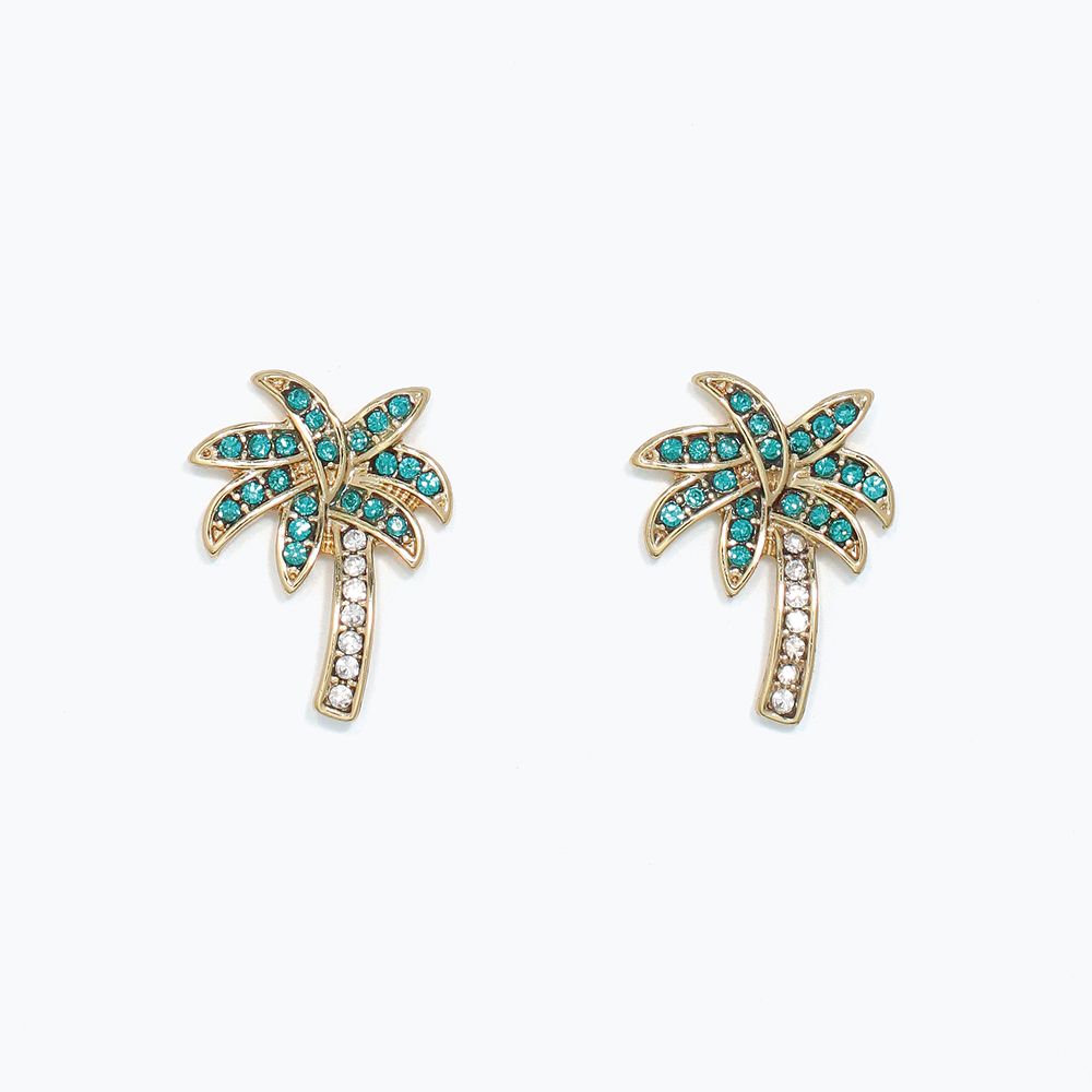 EARRINGS - PALM TREE WITH CRYSTALS