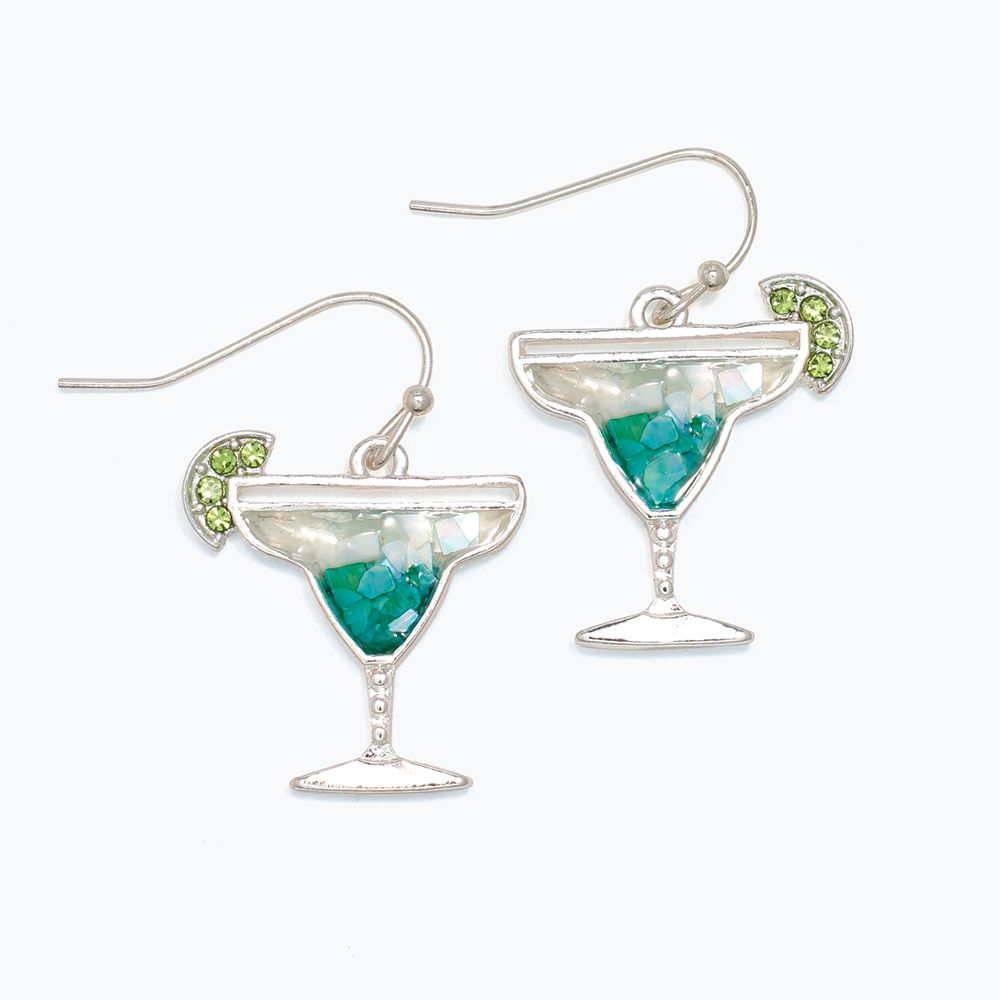 EARRINGS - AQUA SHELL COCKTAIL WITH LIME