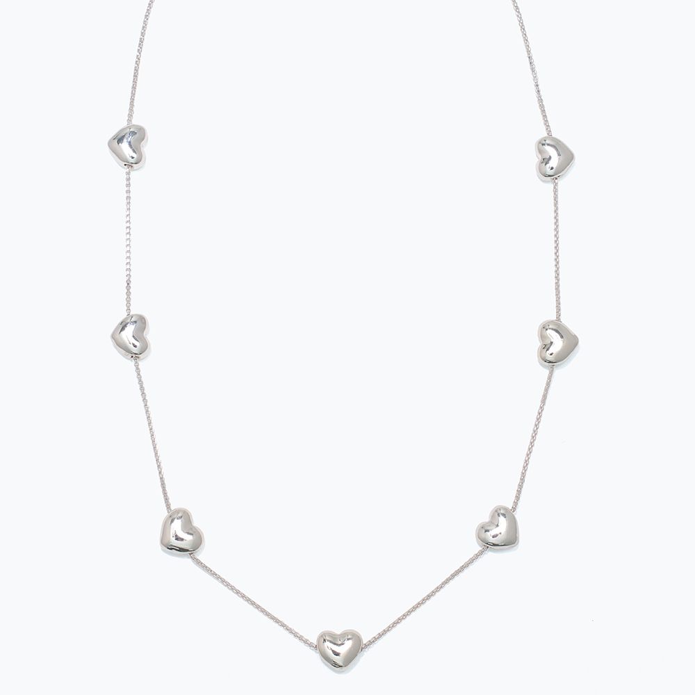 NECKLACE - STATIONED SILVER HEARTS