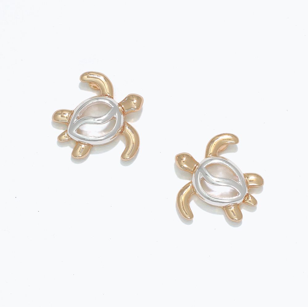 EARRINGS - TWO-TONE OPEN TURTLE