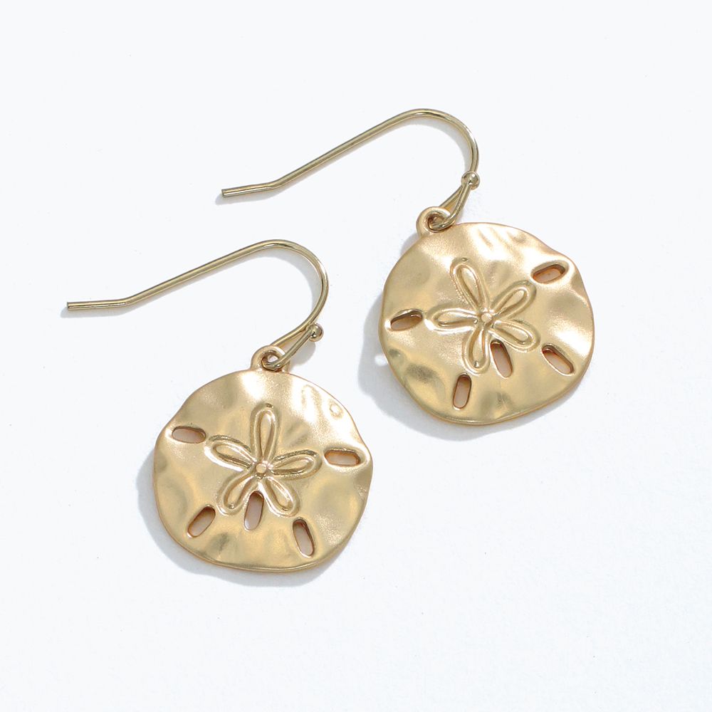 EARRINGS - MATTE GOLD SAND DOLLARS