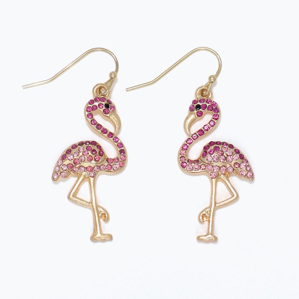 EARRINGS - BEDAZZLED PINK FLAMINGO