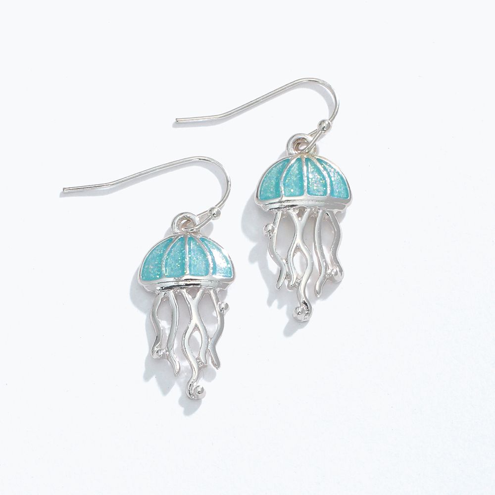 EARRINGS - AQUA GLITTER JELLYFISH