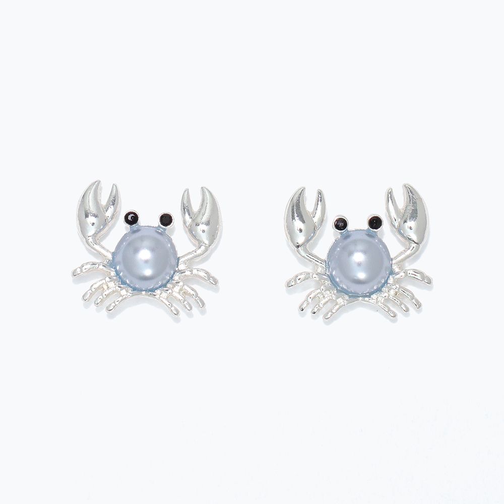 EARRINGS - SILVER CRAB WITH BLUE PEARL