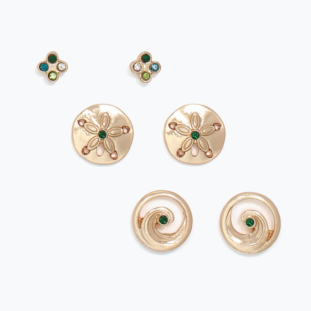 EARRINGS - SEA LIFE WITH GREEN CRYSTA