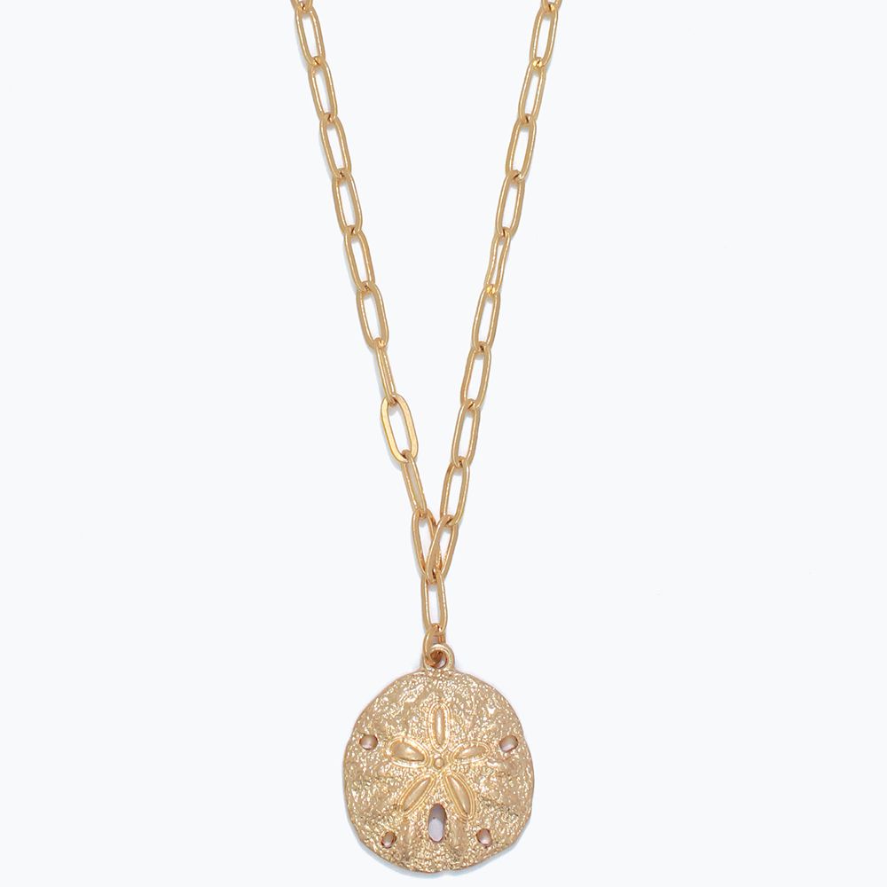NECKLACE - GOLD TEXTURED SAND DOLLAR