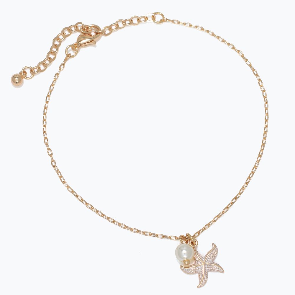 ANKLET - GOLD STARFISH WITH WHITE &amp; PEAR