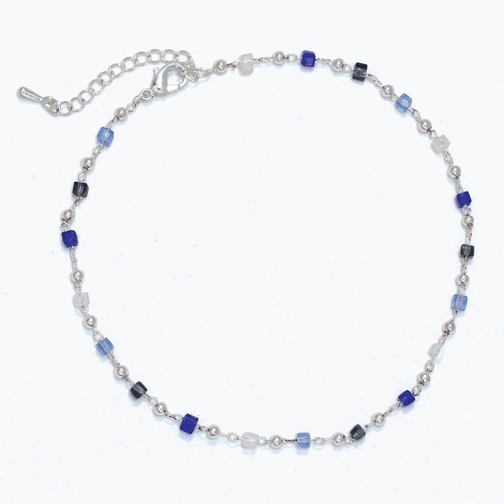 ANKLET - SILVER WITH BLUE CRYSTALS