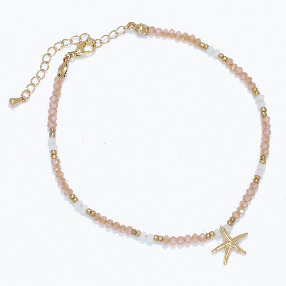 ANKLET - STARFISH WITH FACETED BEADS