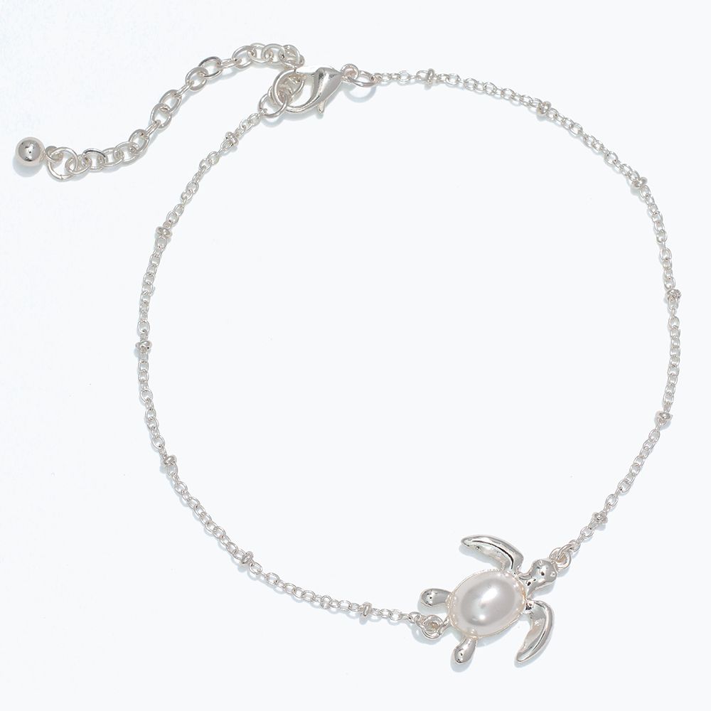 ANKLET - SILVER TURTLE WITH PEARL