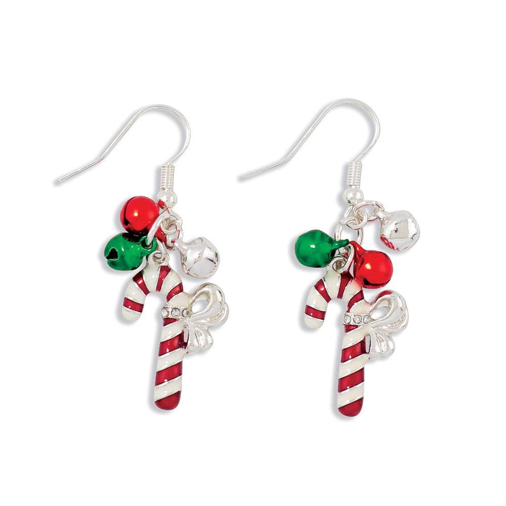 EARRINGS - CANDY CANES WITH JINGLES