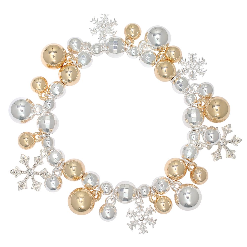 BRACELET - SILVER &amp; GOLD WITH SNOWFLAKES