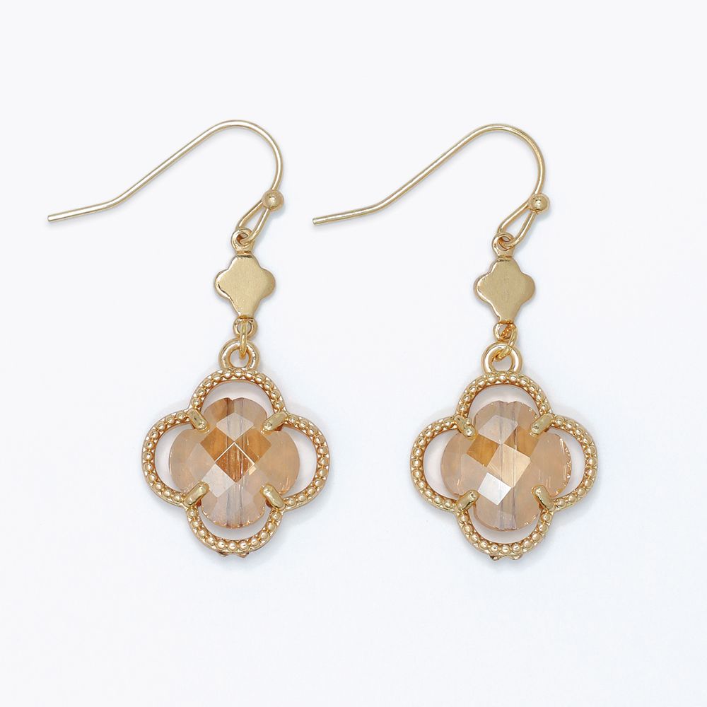 EARRINGS - CHAMPAGNE CLOVERS IN GOLD