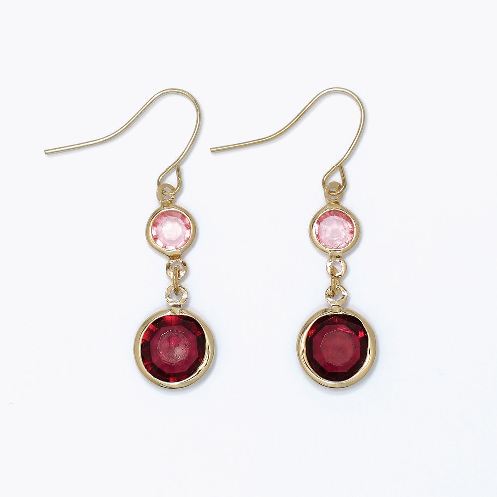 EARRINGS - BURGUNDY &amp; PINK CRYSTAL DANGLE