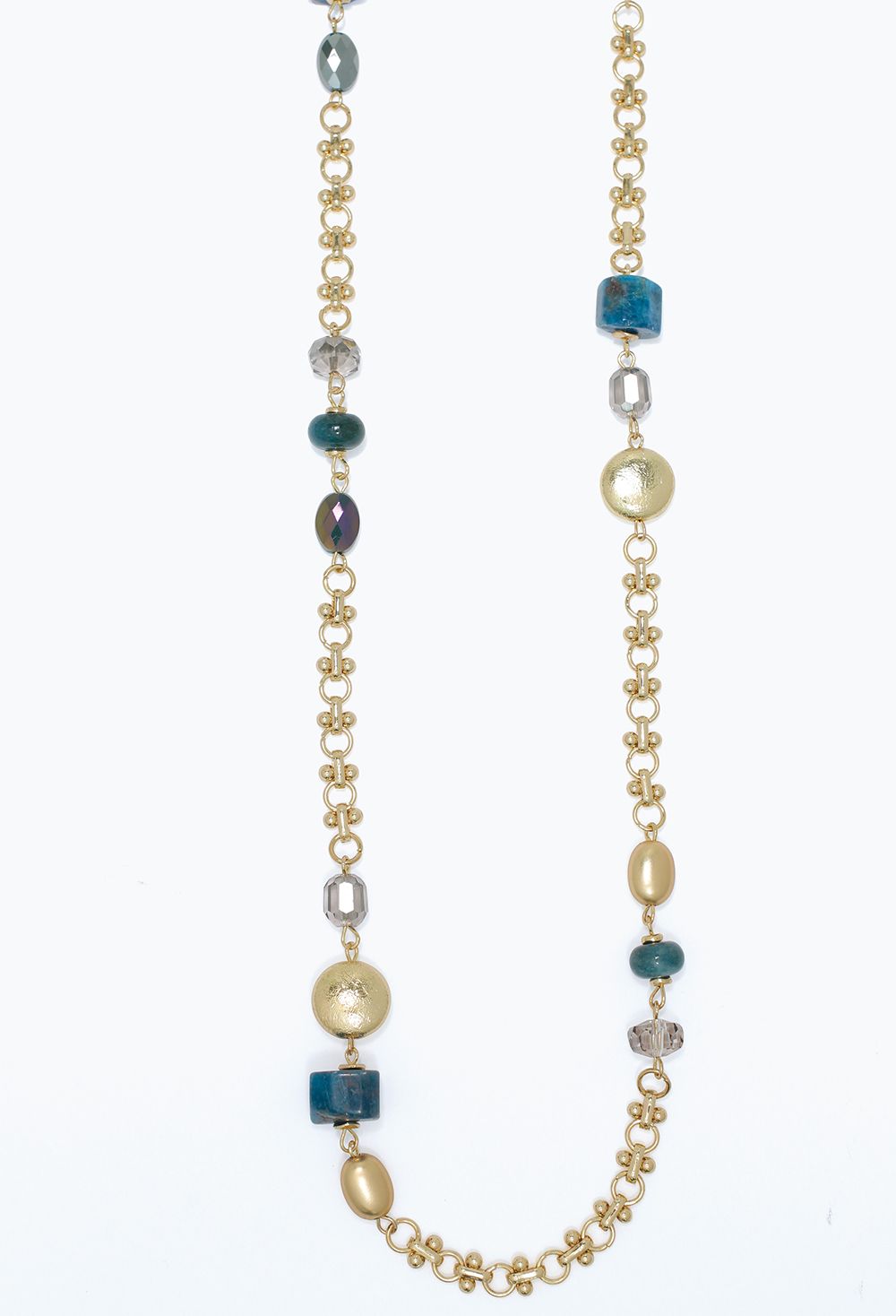 NECKLACE - BRUSHED GOLD AND APATITE