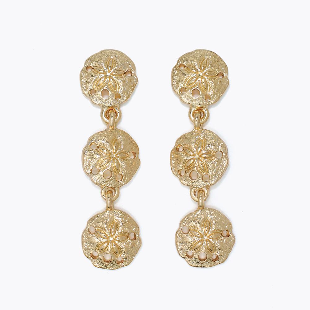 EARRINGS - TEXTURED GOLD SAND DOLLARS