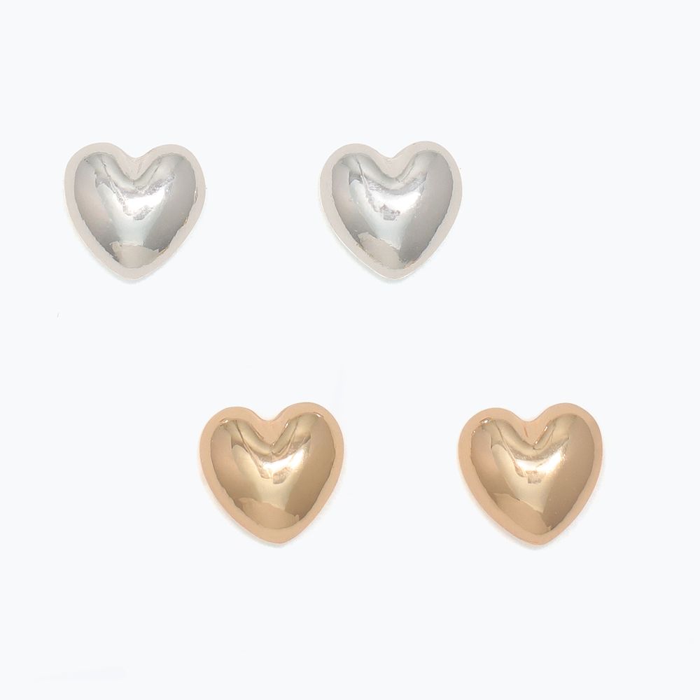 EARRINGS - DUO SILVER &amp; GOLD HEARTS