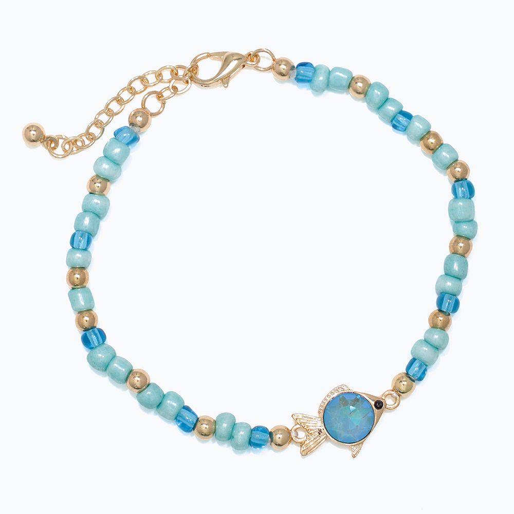 BRACELET - GOLD FISH WITH BLUE BEADS