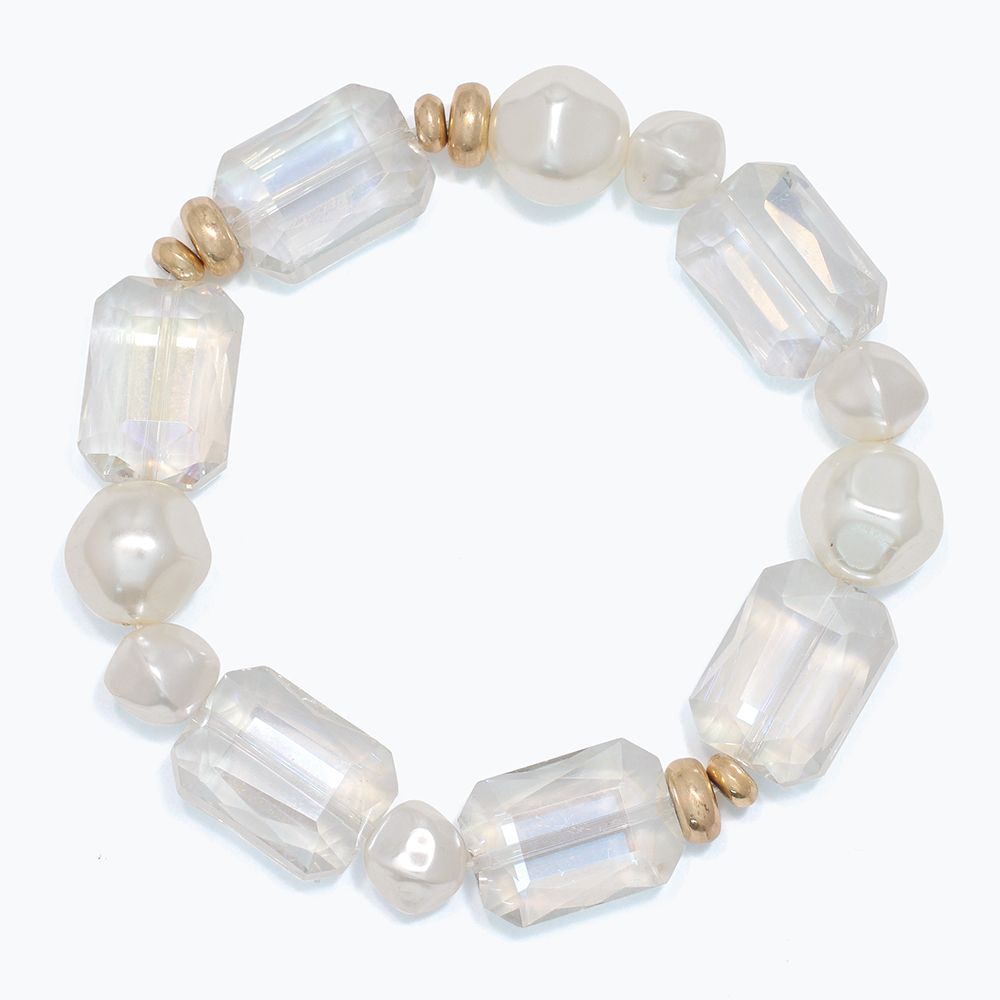 BRACELET - AB CRYSTAL AND PEARL BEADS