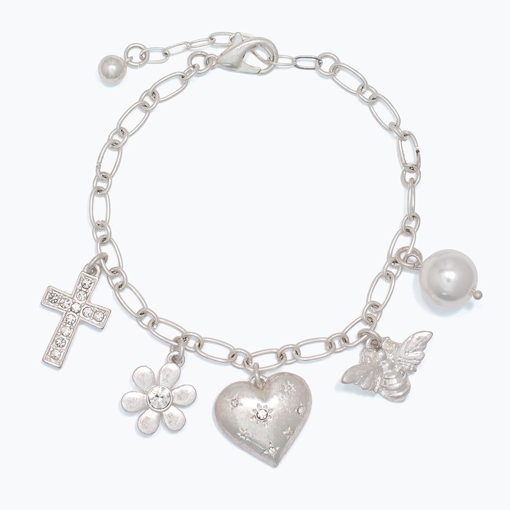BRACELET - BURNISHED SILVER WITH CHARMS