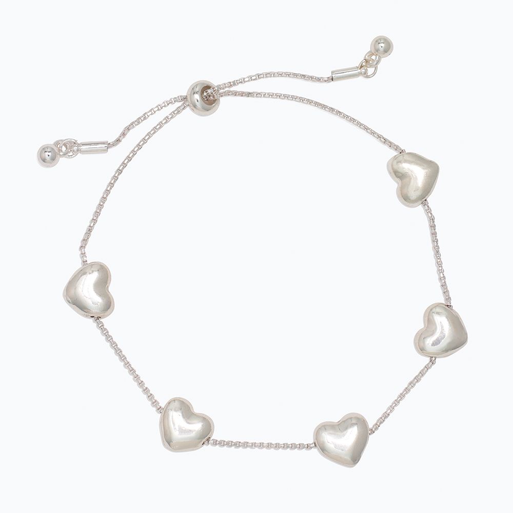 BRACELET - STATIONED SILVER HEARTS