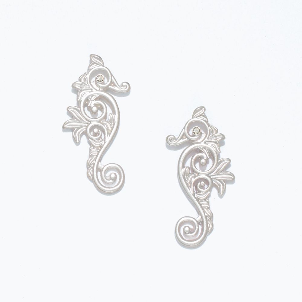 EARRINGS - SILVER SEAHORSE STUDS