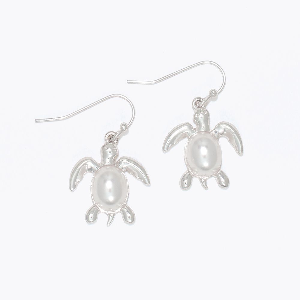 EARRINGS - SILVER TURTLES WITH PEARL