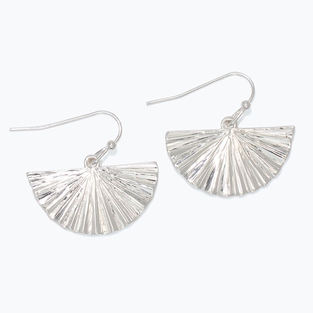 EARRINGS - SILVER FAN SHELL DROPS