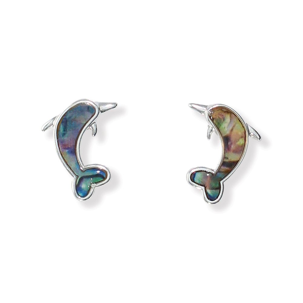 EARRINGS - ABALONE DOLPHIN STUDS